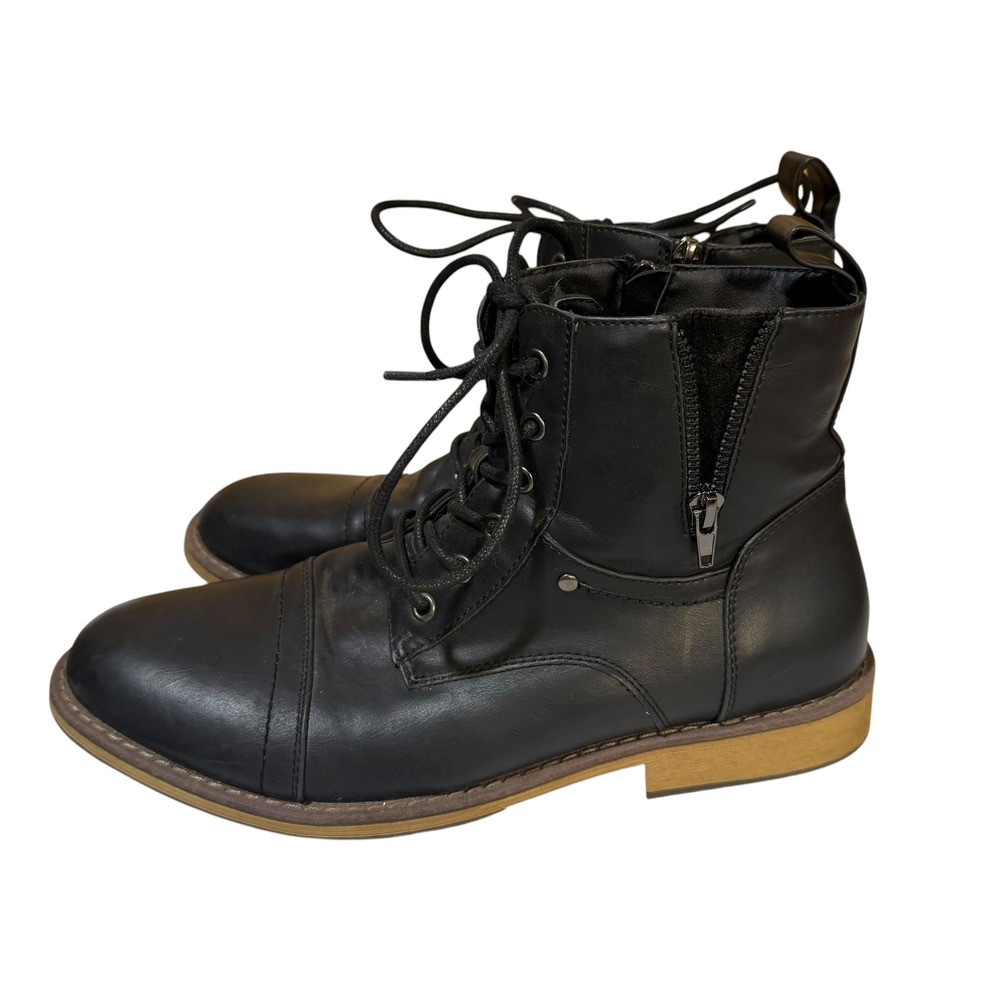 Vostey Milan BMY684 Mens Black Cap Toe Combat Chukka Boots Side Zip Size‎ 10.5